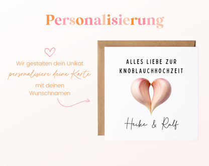 Knoblauchhochzeit Karte - Knoblauchherz - personalisiert