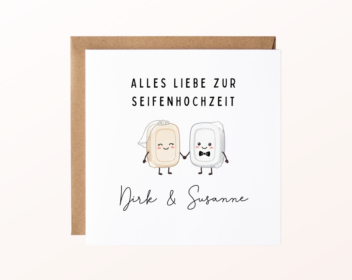 Seifenhochzeit Karte - Seifenpaar - personalisiert