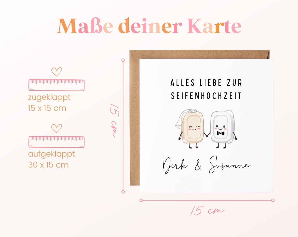 Seifenhochzeit Karte - Seifenpaar - personalisiert