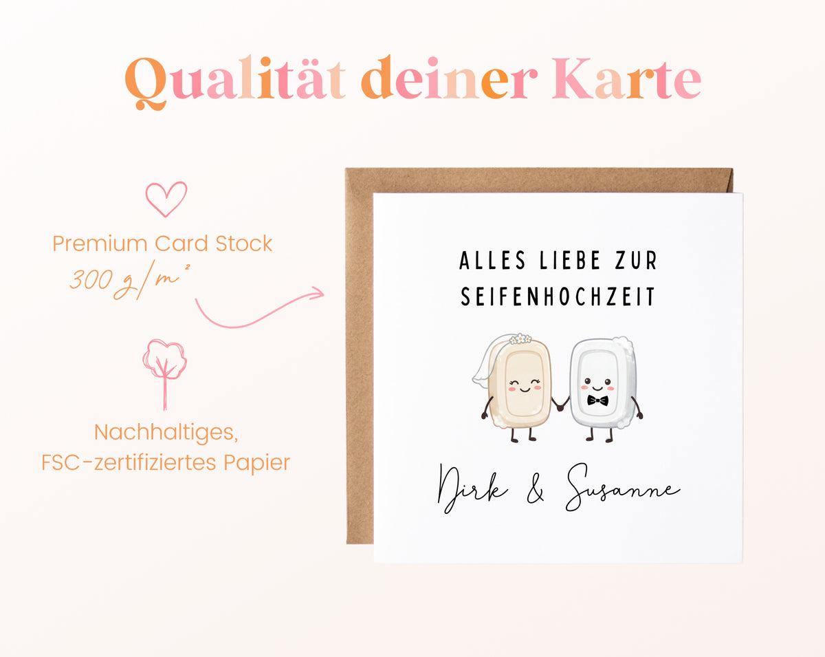 Seifenhochzeit Karte - Seifenpaar - personalisiert