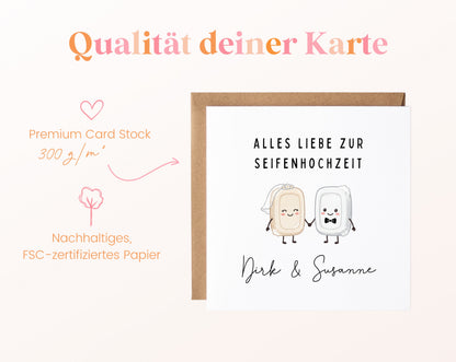 Seifenhochzeit Karte - Seifenpaar - personalisiert