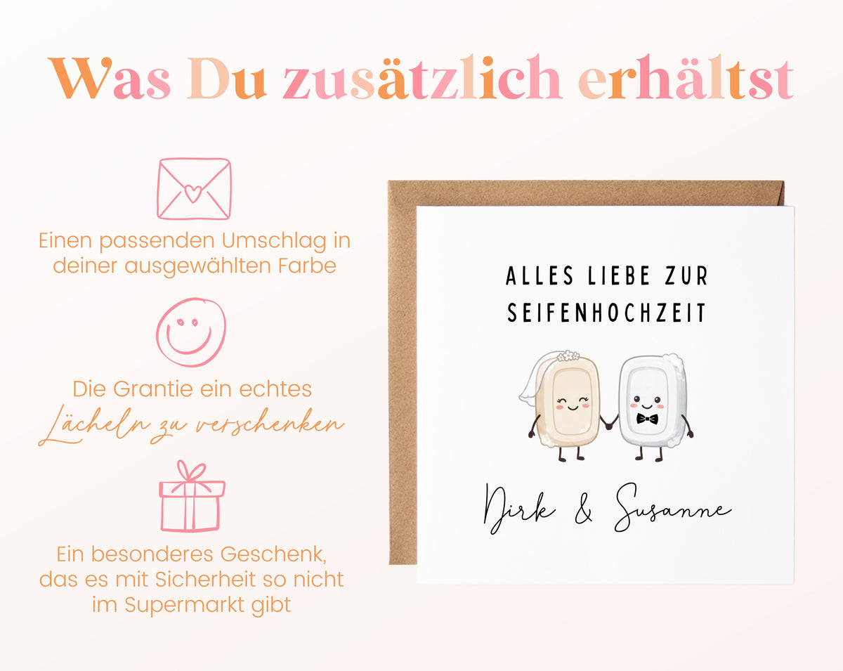Seifenhochzeit Karte - Seifenpaar - personalisiert