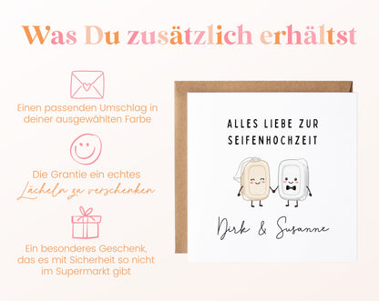Seifenhochzeit Karte - Seifenpaar - personalisiert