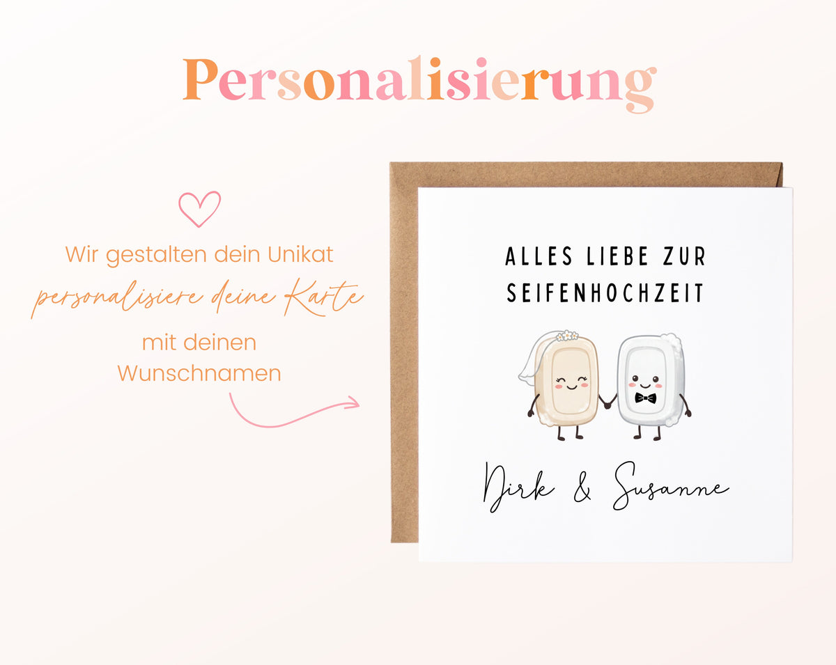Seifenhochzeit Karte - Seifenpaar - personalisiert