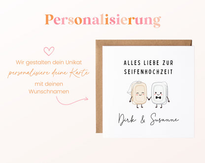 Seifenhochzeit Karte - Seifenpaar - personalisiert