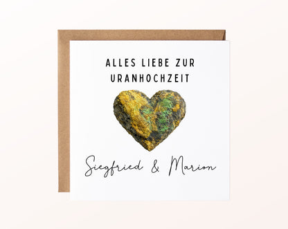 Uranhochzeit Karte - Mineralherz - personalisiert