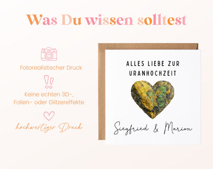 Uranhochzeit Karte - Mineralherz - personalisiert