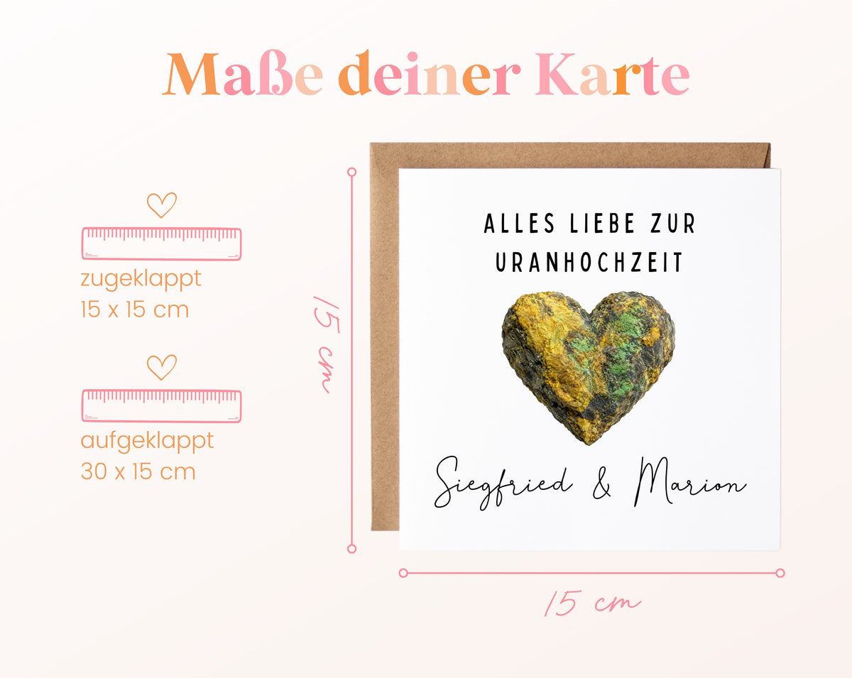 Uranhochzeit Karte - Mineralherz - personalisiert