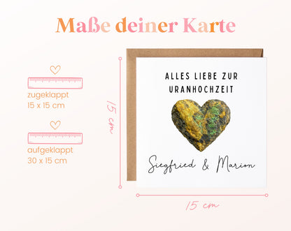 Uranhochzeit Karte - Mineralherz - personalisiert