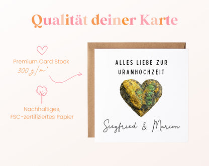 Uranhochzeit Karte - Mineralherz - personalisiert