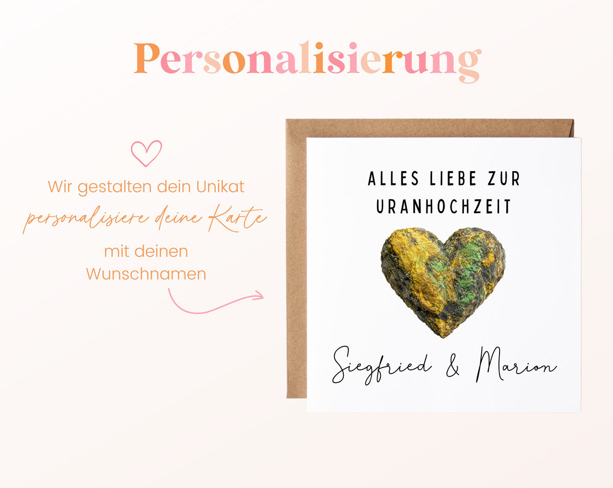 Uranhochzeit Karte - Mineralherz - personalisiert