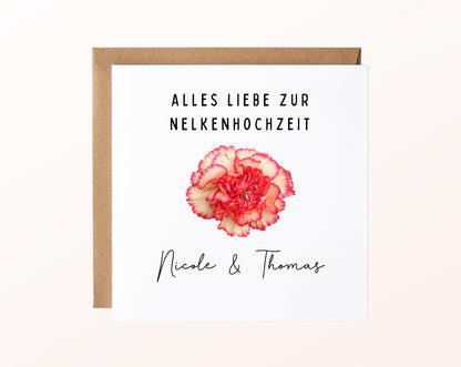 Nelkenhochzeit Karte - Nelkenblüte - personalisiert