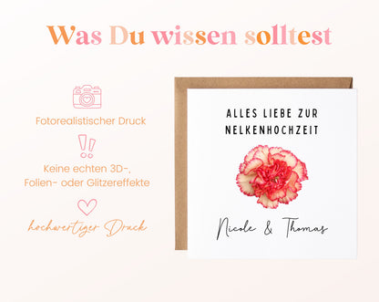 Nelkenhochzeit Karte - Nelkenblüte - personalisiert