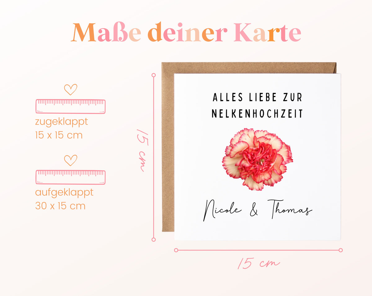 Nelkenhochzeit Karte - Nelkenblüte - personalisiert