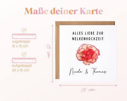 Nelkenhochzeit Karte - Nelkenblüte - personalisiert