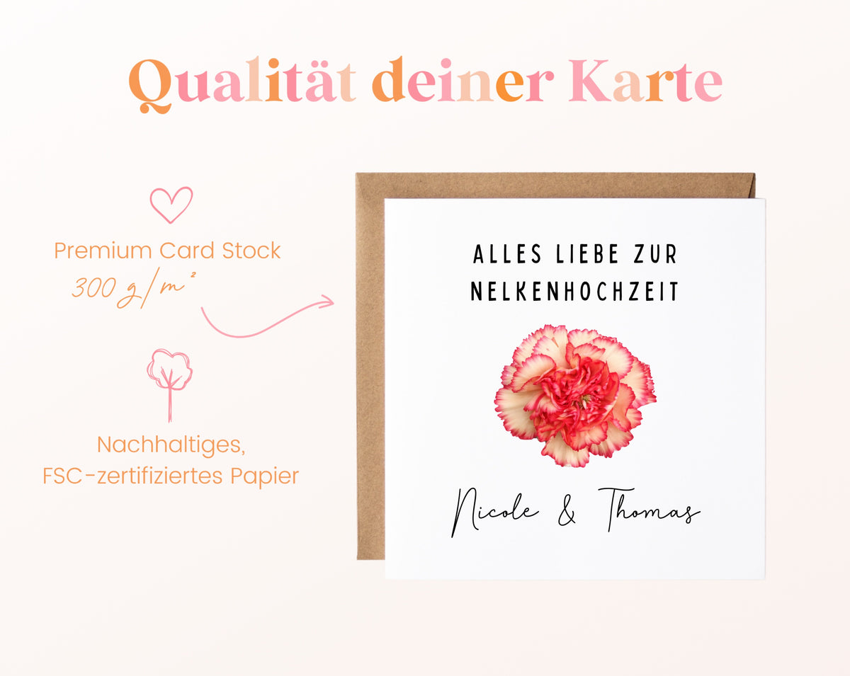Nelkenhochzeit Karte - Nelkenblüte - personalisiert