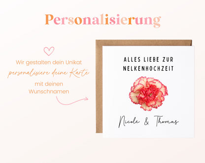 Nelkenhochzeit Karte - Nelkenblüte - personalisiert