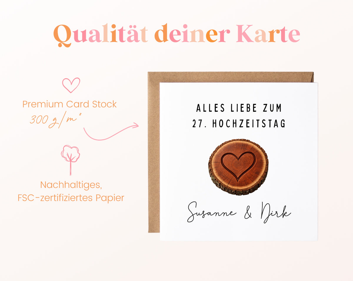 Mahagonihochzeit Karte - Baumscheibe - personalisiert