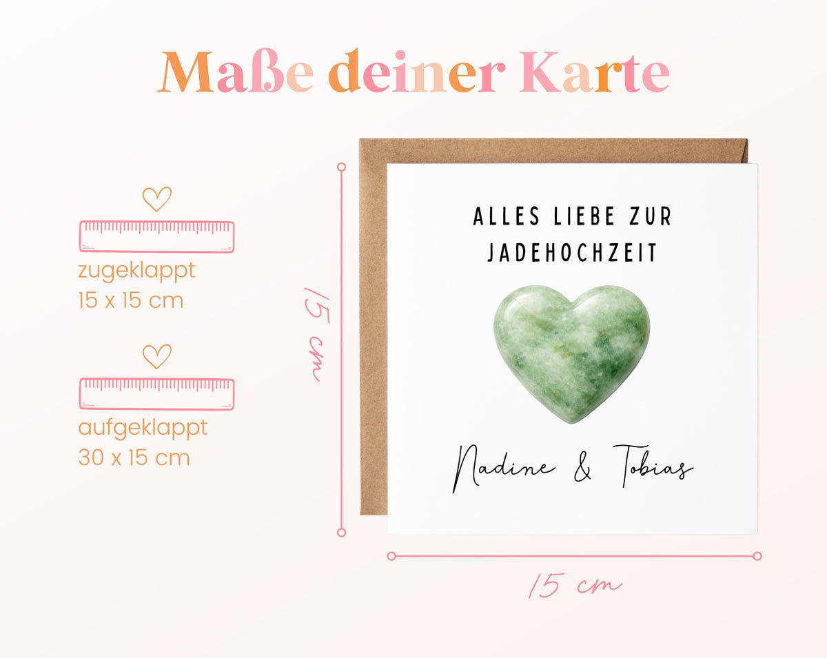 Jadehochzeit Karte - helles Herz - personalisiert