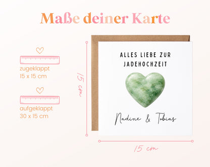 Jadehochzeit Karte - helles Herz - personalisiert