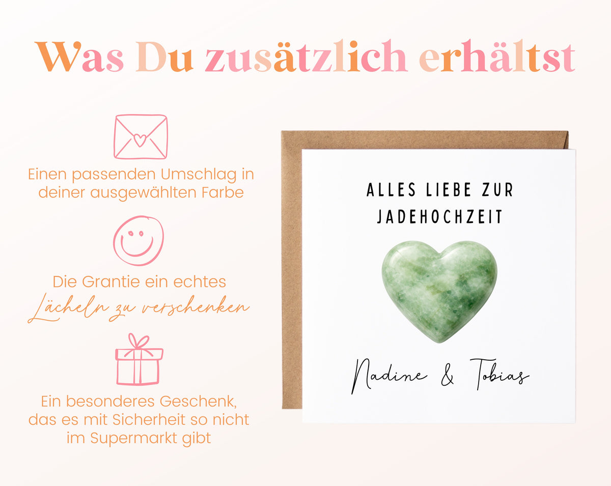 Jadehochzeit Karte - helles Herz - personalisiert