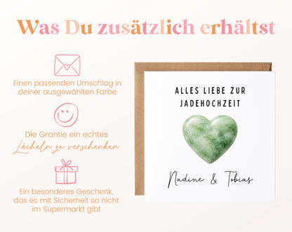 Jadehochzeit Karte - helles Herz - personalisiert