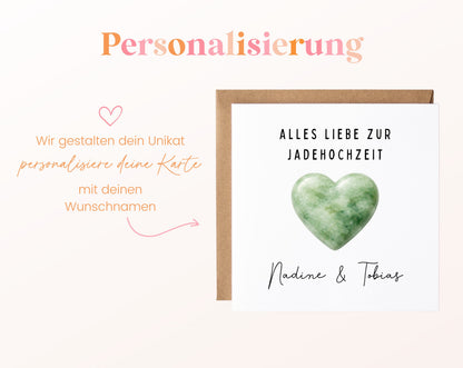 Jadehochzeit Karte - helles Herz - personalisiert