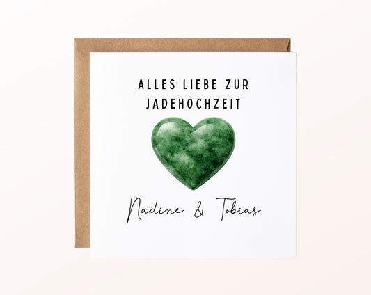 Jadehochzeit Karte - dunkles Herz - personalisiert