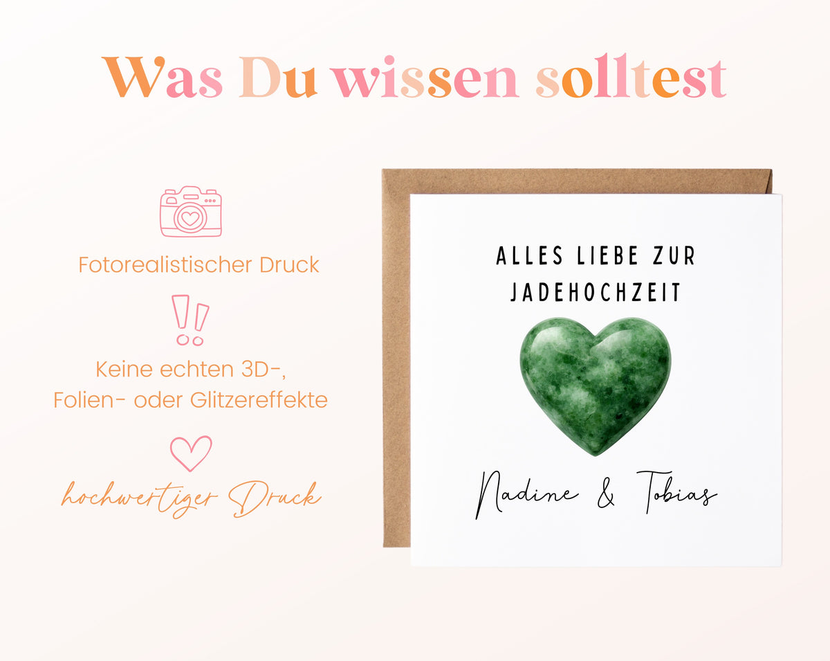 Jadehochzeit Karte - dunkles Herz - personalisiert