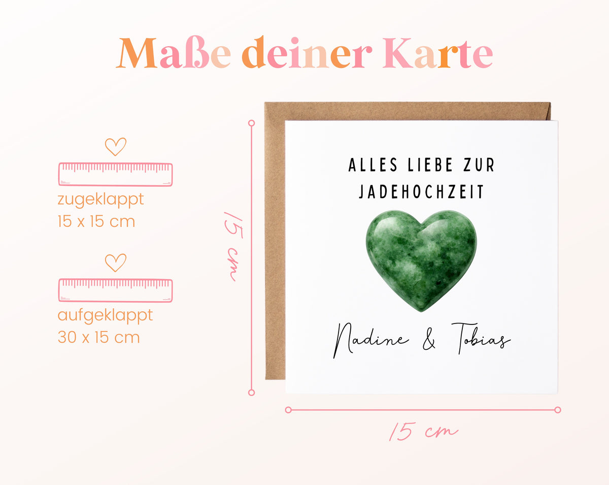 Jadehochzeit Karte - dunkles Herz - personalisiert