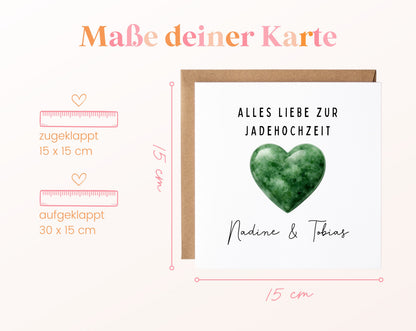 Jadehochzeit Karte - dunkles Herz - personalisiert