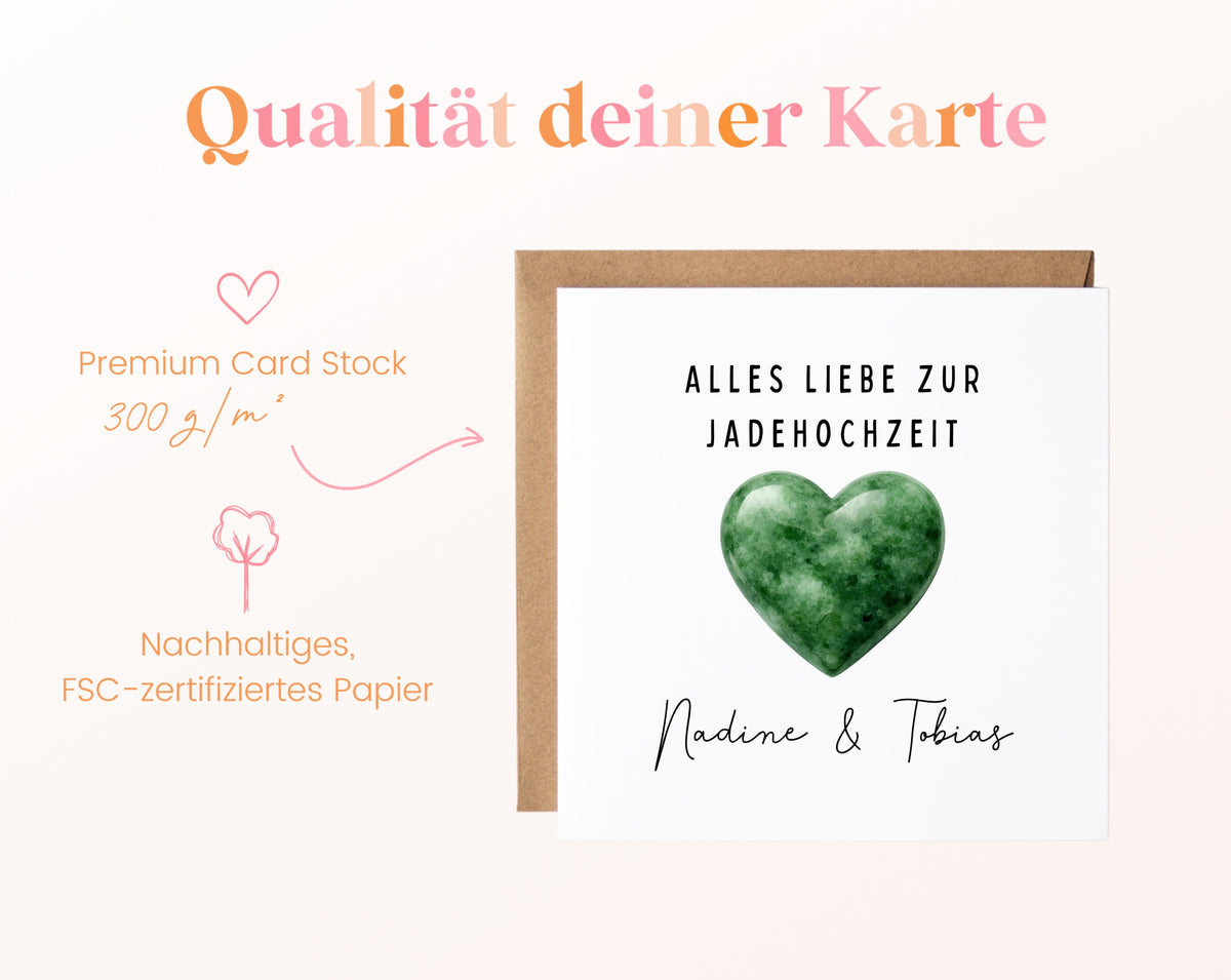Jadehochzeit Karte - dunkles Herz - personalisiert