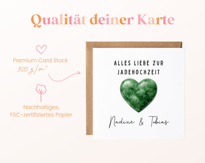 Jadehochzeit Karte - dunkles Herz - personalisiert