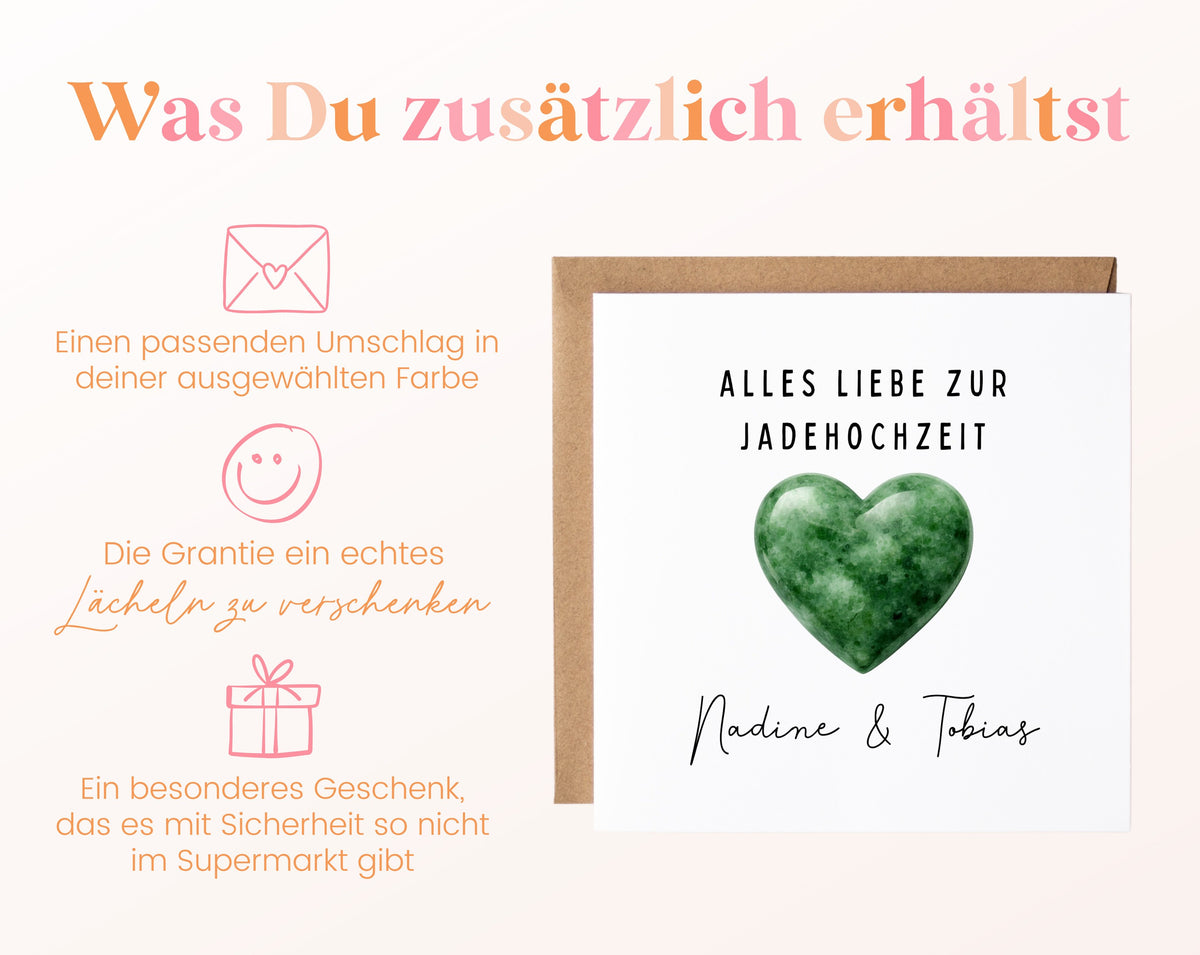 Jadehochzeit Karte - dunkles Herz - personalisiert