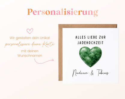 Jadehochzeit Karte - dunkles Herz - personalisiert