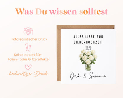 Silberhochzeit Karte - Rosenstrauß - personalisiert