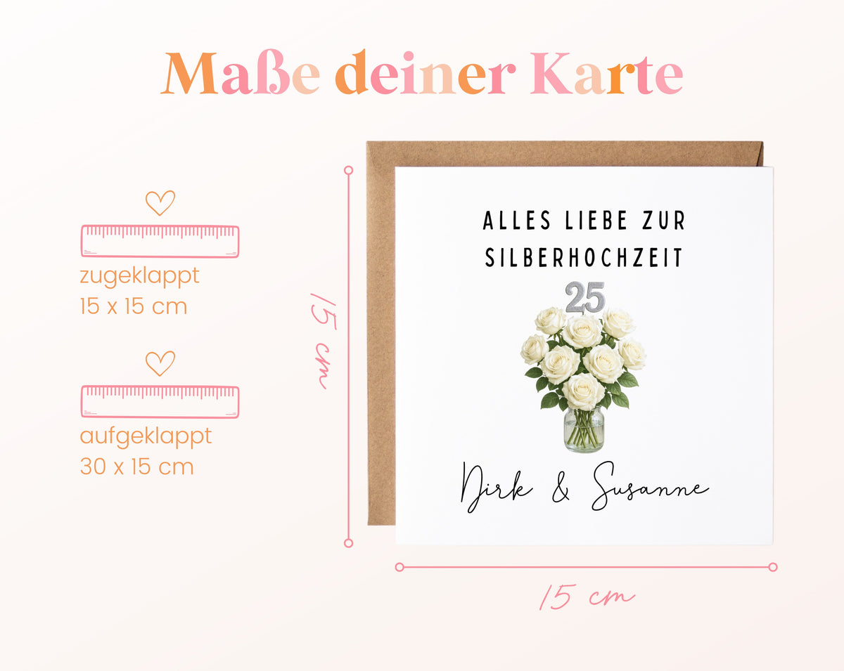 Silberhochzeit Karte - Rosenstrauß - personalisiert
