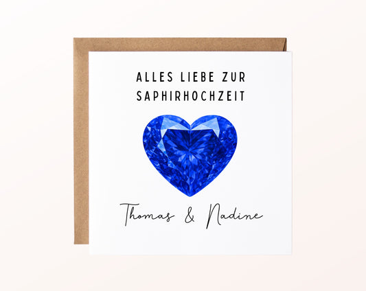 Saphirhochzeit Karte - Herz - personalisiert