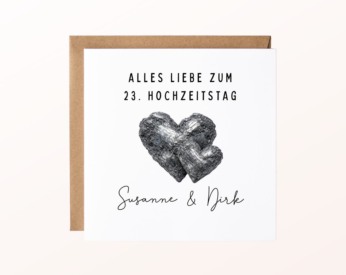 Titanhochzeit Karte - Doppelherzen - personalisiert