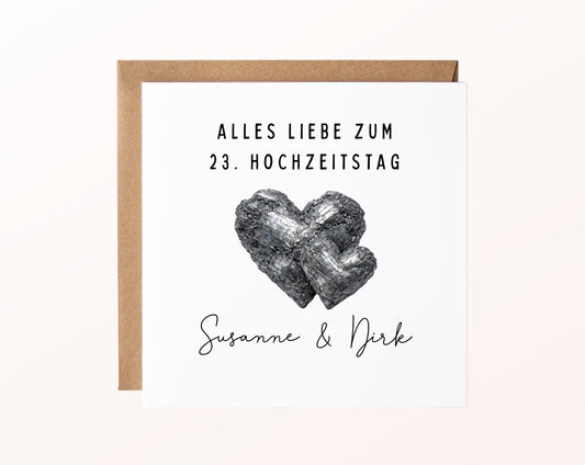 Titanhochzeit Karte - Doppelherzen - personalisiert