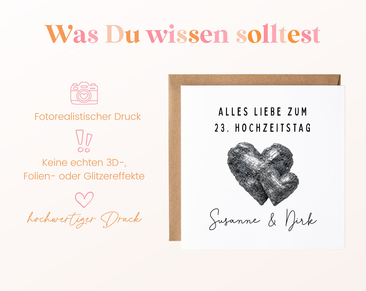 Titanhochzeit Karte - Doppelherzen - personalisiert