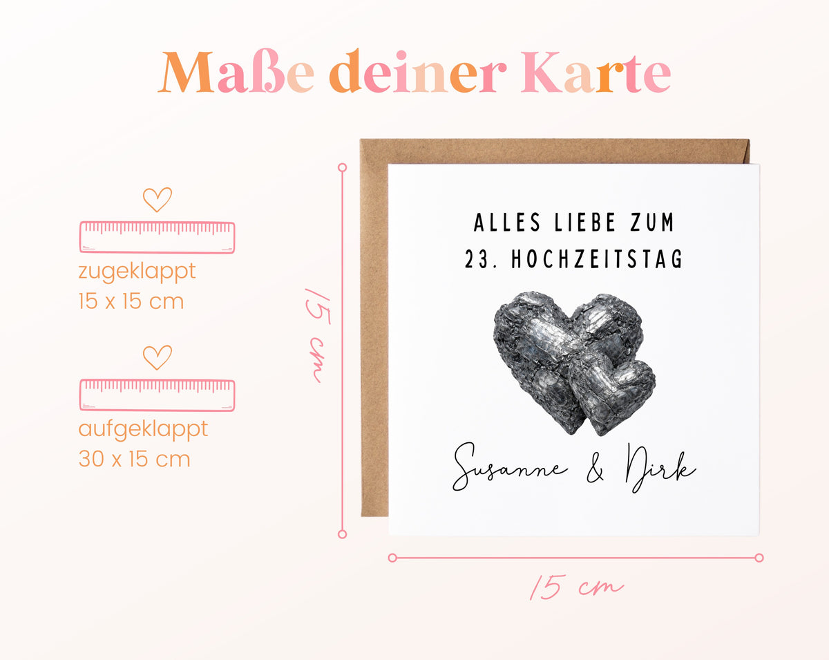 Titanhochzeit Karte - Doppelherzen - personalisiert