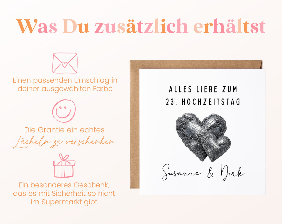 Titanhochzeit Karte - Doppelherzen - personalisiert