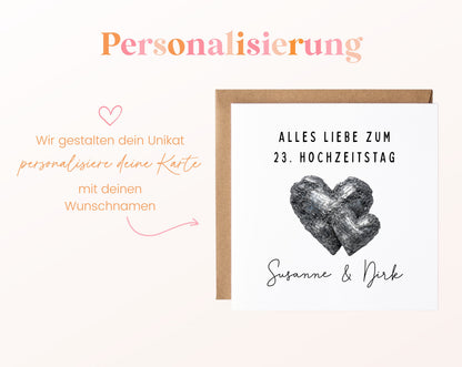 Titanhochzeit Karte - Doppelherzen - personalisiert