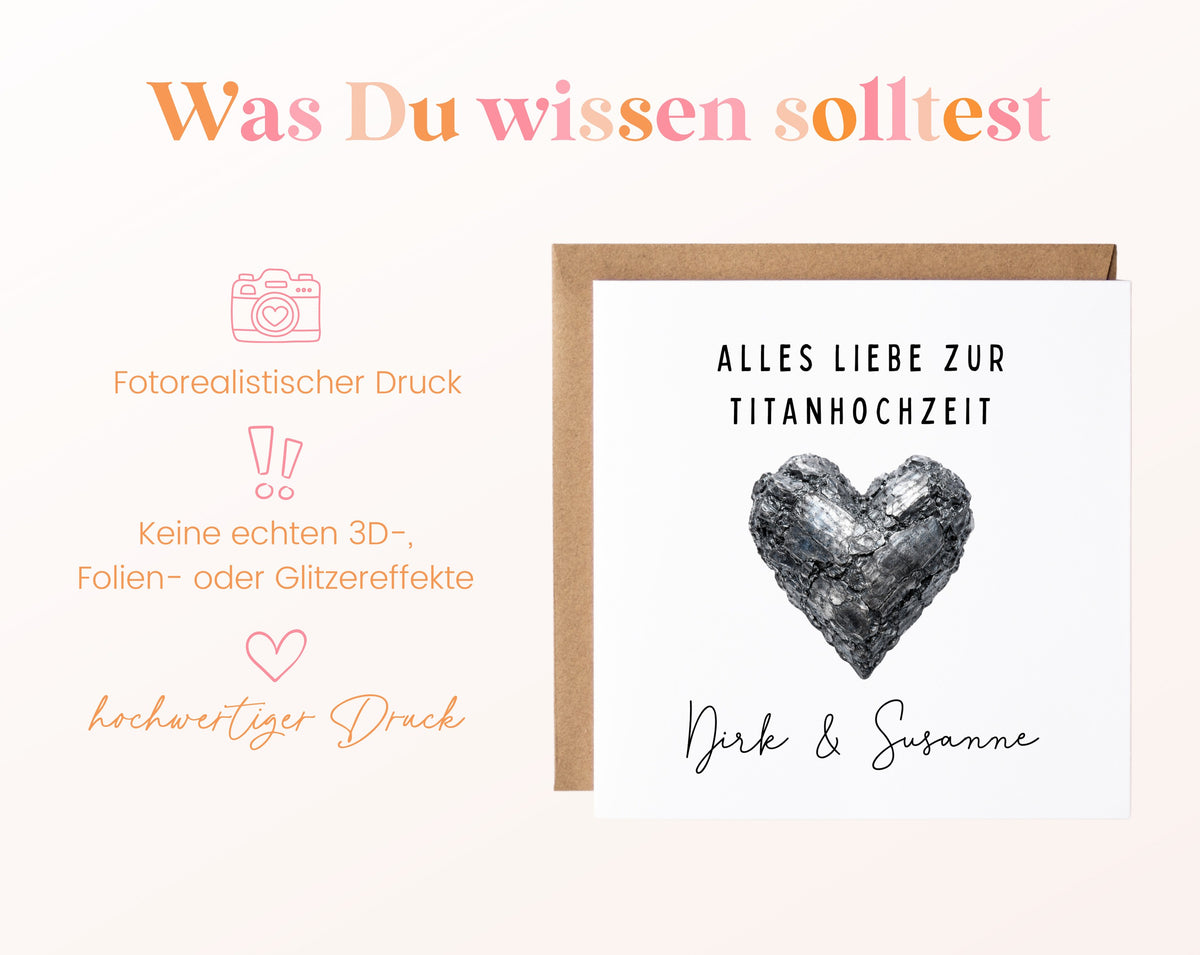 Titanhochzeit Karte - Titanherz - personalisiert