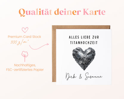 Titanhochzeit Karte - Titanherz - personalisiert
