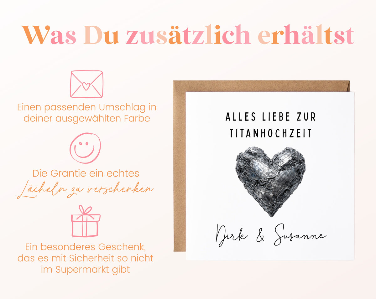 Titanhochzeit Karte - Titanherz - personalisiert