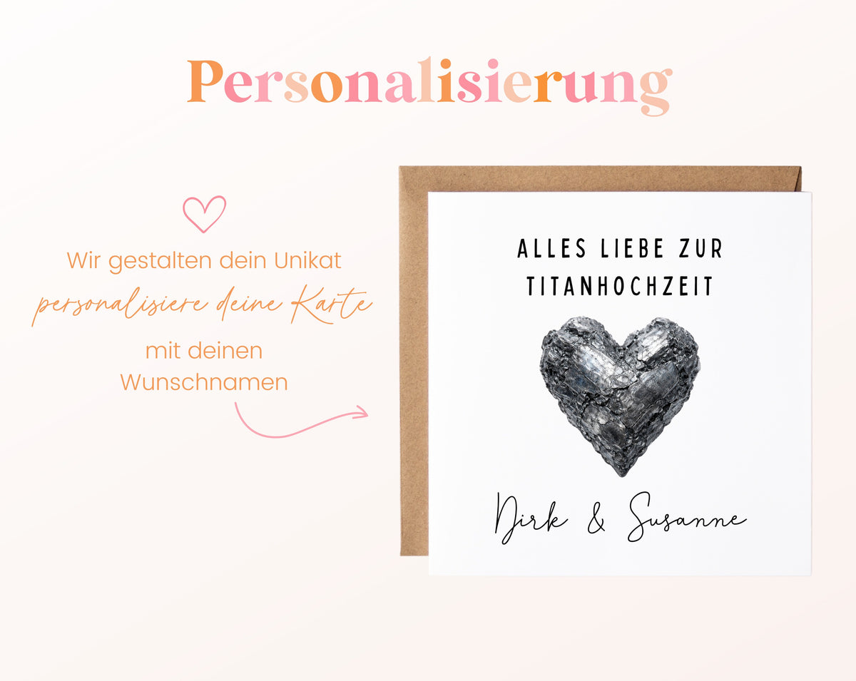Titanhochzeit Karte - Titanherz - personalisiert