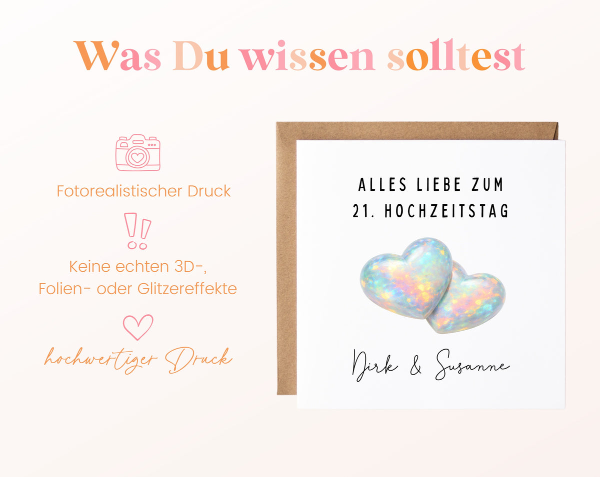 Opalhochzeit Karte - Doppelherzen - personalisiert