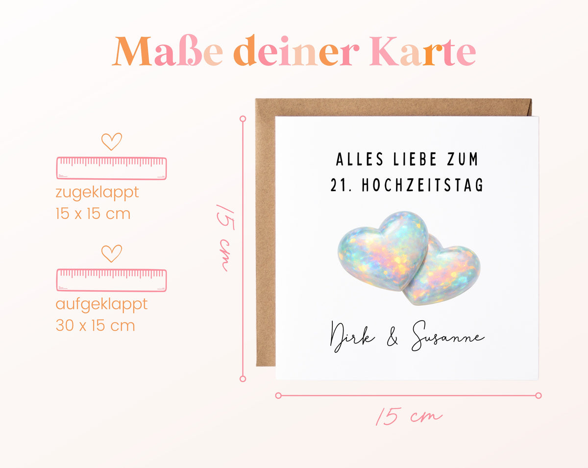 Opalhochzeit Karte - Doppelherzen - personalisiert
